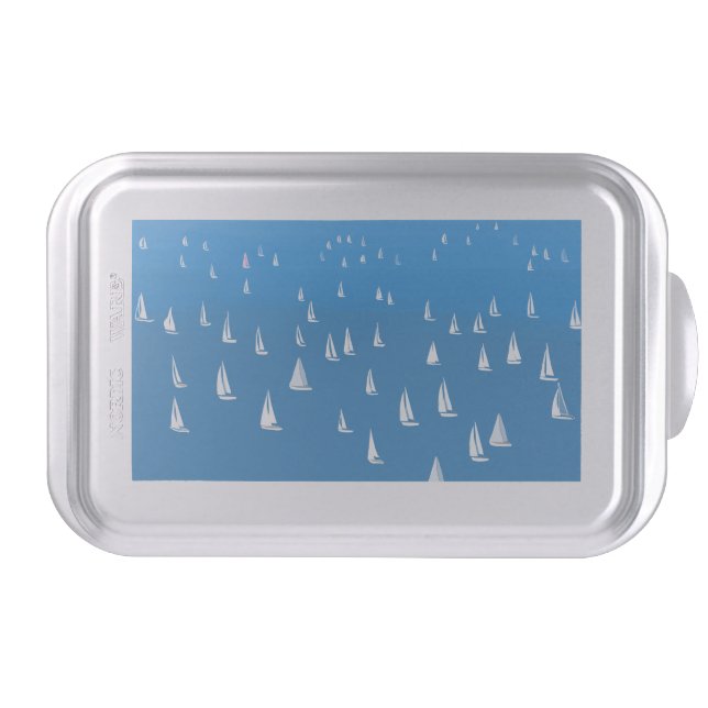 Sailing Boats in deep blue Sea - Regatta Sailboats Cake Pan (Front)