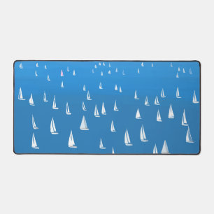 Sailing Boats in deep blue Sea - Regatta Sailboats Desk Mat
