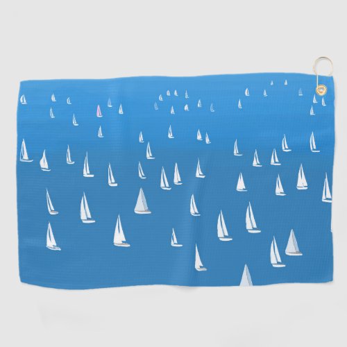 Sailing Boats in deep blue Sea _ Regatta Sailboats Golf Towel