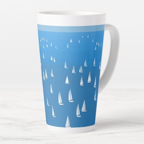 Sailing Boats in deep blue Sea _ Regatta Sailboats Latte Mug