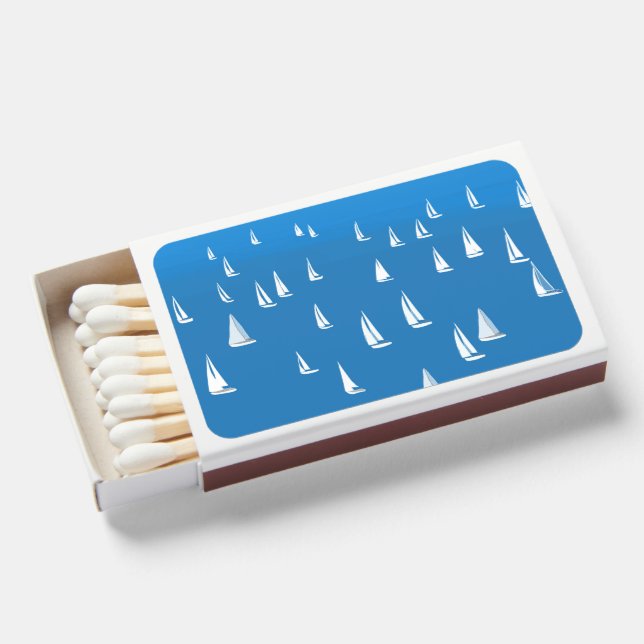 Sailing Boats in deep blue Sea - Regatta Sailboats Matchboxes (Front Open)