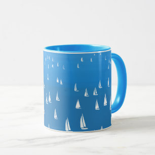 Sailing Boats in deep blue Sea - Regatta Sailboats Mug