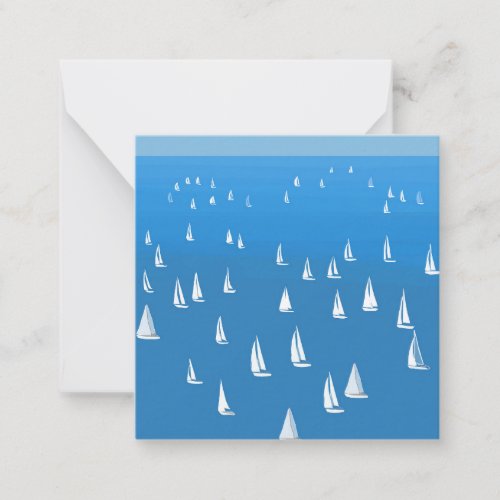 Sailing Boats in deep blue Sea _ Regatta Sailboats Note Card