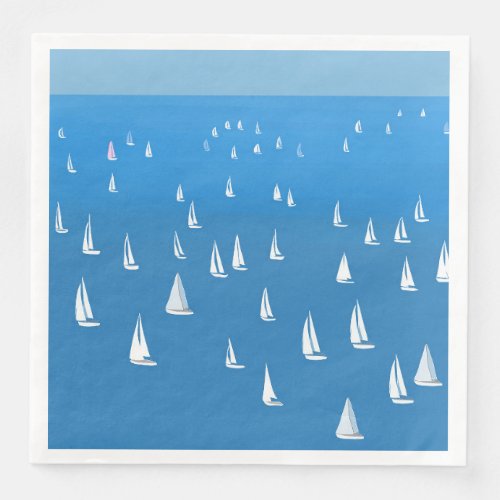 Sailing Boats in deep blue Sea _ Regatta Sailboats Paper Dinner Napkins