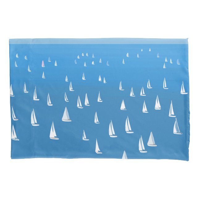 Sailing Boats in deep blue Sea - Regatta Sailboats Pillow Case (Front)