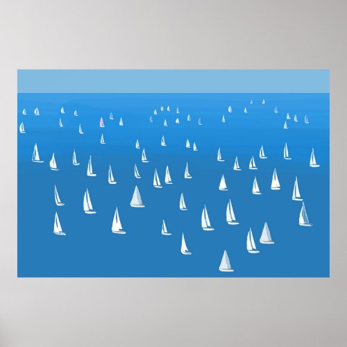 Sailing Boats in deep blue Sea _ Regatta Sailboats Poster