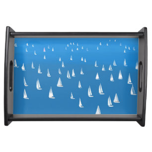 Sailing Boats in deep blue Sea - Regatta Sailboats Serving Tray