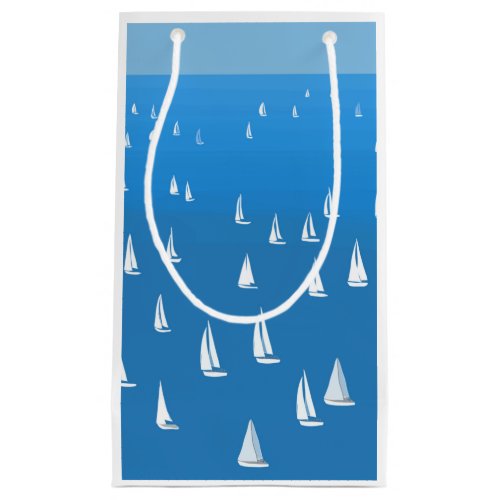 Sailing Boats in deep blue Sea _ Regatta Sailboats Small Gift Bag