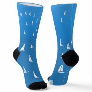 Sailing Boats in deep blue Sea - Regatta Sailboats Socks