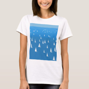Sailing Boats in deep blue Sea - Regatta Sailboats T-Shirt