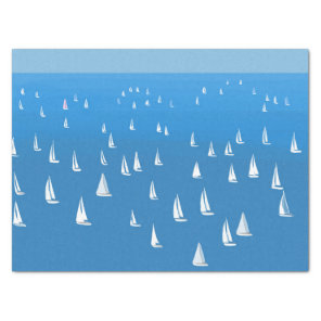 Sailing Boats in deep blue Sea - Regatta Sailboats Tissue Paper