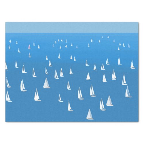 Sailing Boats in deep blue Sea _ Regatta Sailboats Tissue Paper