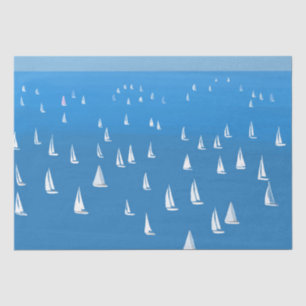 Sailing Boats in deep blue Sea - Regatta Sailboats Tissue Paper