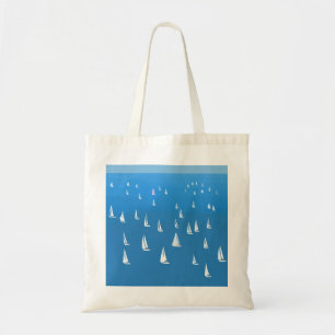 Sailing Boats in deep blue Sea - Regatta Sailboats Tote Bag