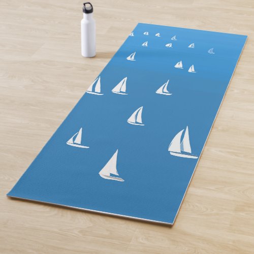 Sailing Boats in deep blue Sea _ Regatta Sailboats Yoga Mat