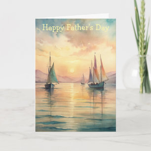 Sailing Boats in Sunset Father's Day Card