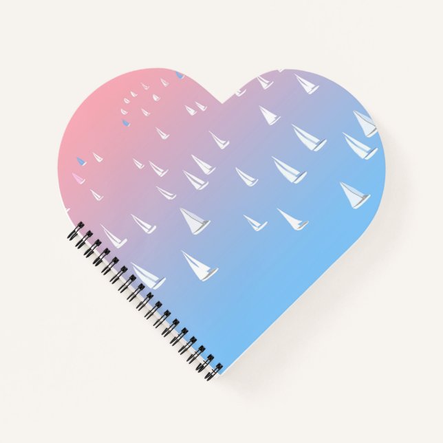Sailing Boats on the Ocean Heart Notebook (Front)