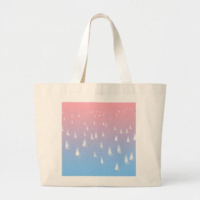 Sailing Boats on the Ocean  Large Tote Bag (Front)