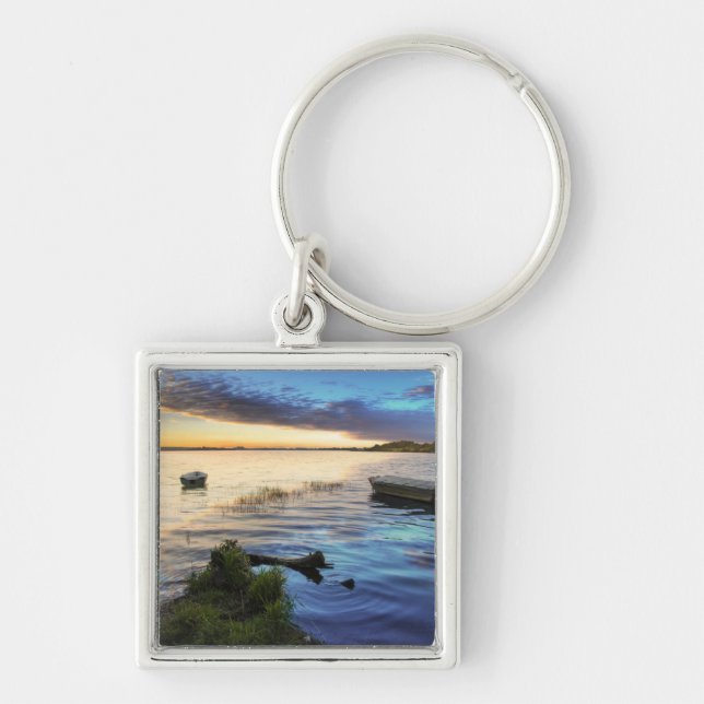 Sailing Boats Reflection From The Sunset Keychain (Front)