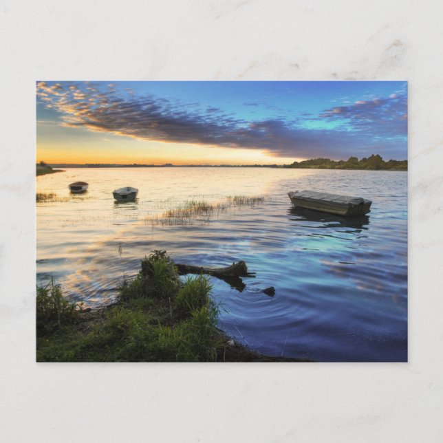 Sailing Boats Reflection From The Sunset Postcard (Front)