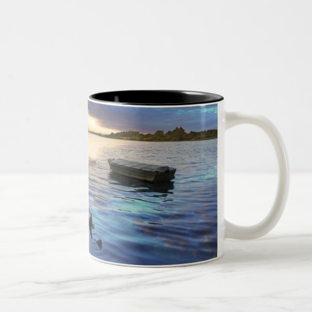 Sailing Boats Reflection From The Sunset Two-Tone Coffee Mug (Right)