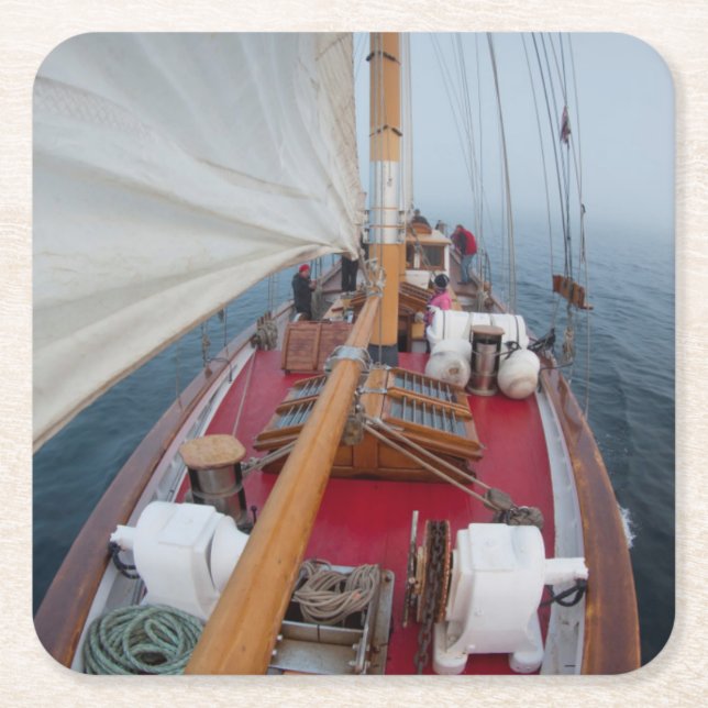 Sailing Boundary Pass Square Paper Coaster (Front)