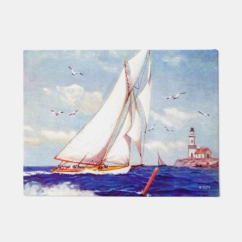 Sailing By The Lighthouse By Albert B. Marks Doormat by PostSports at Zazzle