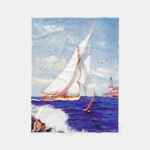 Sailing By The Lighthouse by Albert B. Marks Fleece Blanket