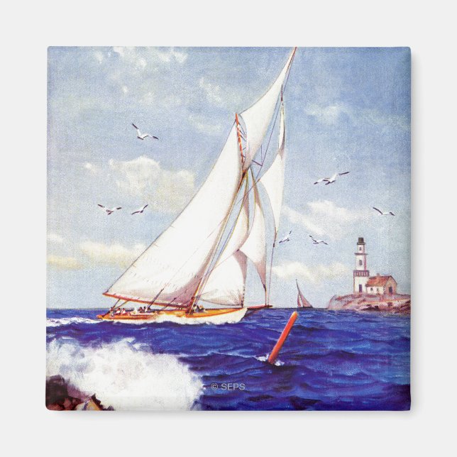 Sailing By The Lighthouse by Albert B. Marks Magnet (Front)