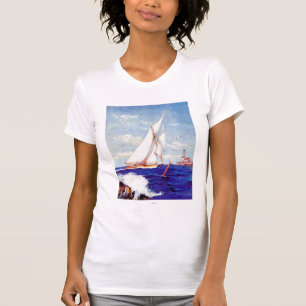 Sailing By The Lighthouse by Albert B. Marks T-Shirt