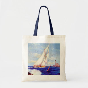 Sailing By The Lighthouse by Albert B. Marks Tote Bag
