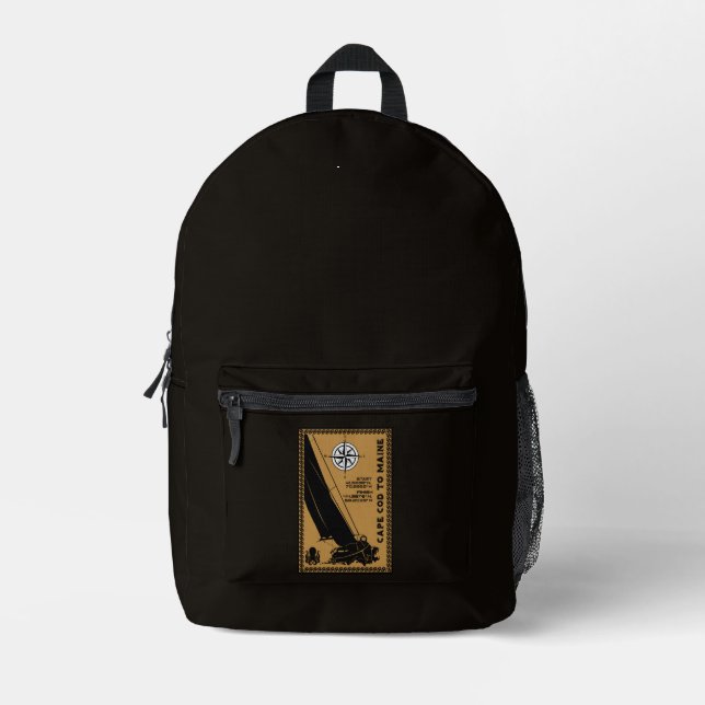 Sailing Cape Cod To Maine Printed Backpack (Front)