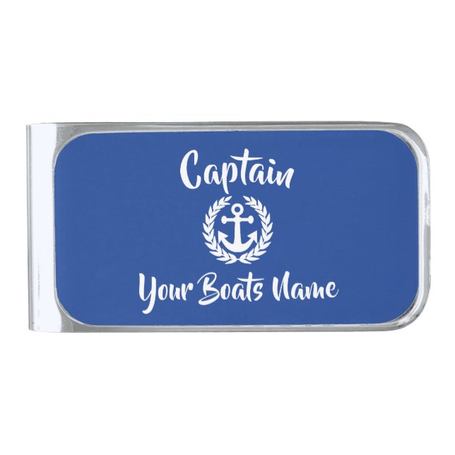 Sailing Captains boat anchor Silver Finish Money Clip (Front)