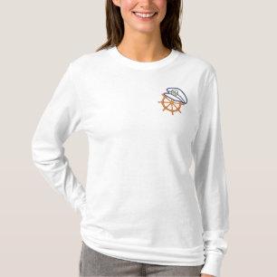 Sailing Captain's Wheel Embroidered Long Sleeve T-Shirt