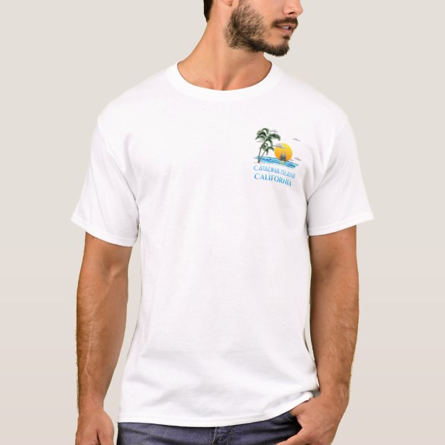 Sailing Catalina Island California Sailboat T-Shirt (Front)