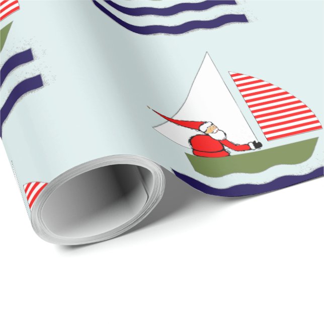 Sailing Christmas Holiday Gifts Wrapping Paper (Roll Corner)