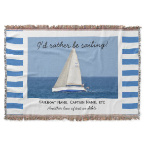 Sailing Custom Sailboat Photo Nautical Striped Throw Blanket