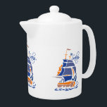 Sailing custom teapot<br><div class="desc">Using the "Customize it" function, you can change (edit) the background color of this item, as well as add your own text if you wish. See my store for more items with this design.</div>