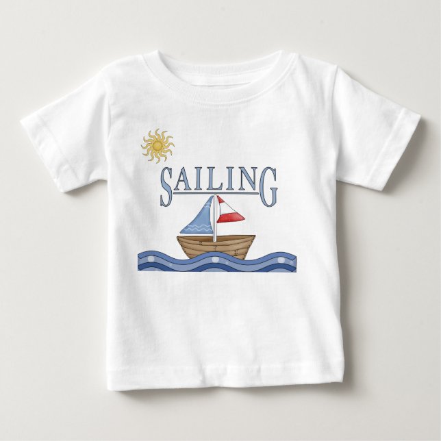 Sailing - Cute Sail Boat On The Water Baby T-Shirt (Front)