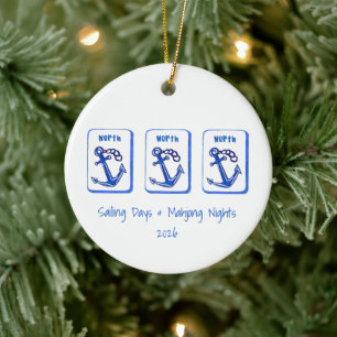 Sailing Days & Mahjong Nights Pung Anchor Tiles Ceramic Ornament