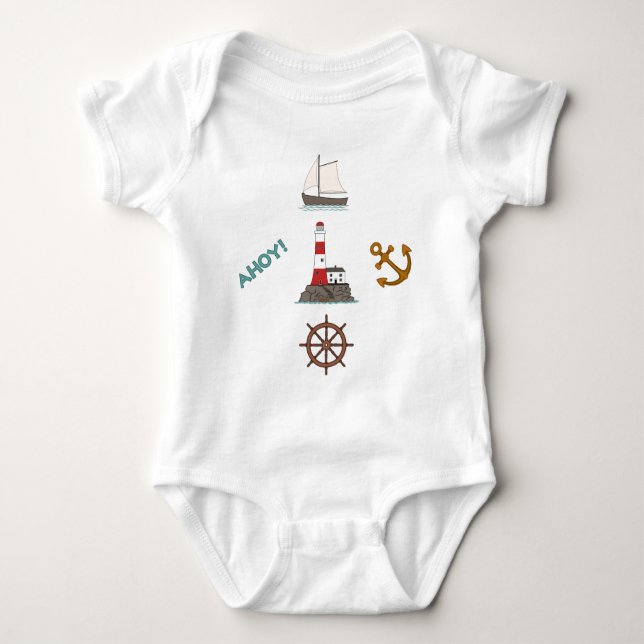 Sailing Design Color Baby Bodysuit (Front)