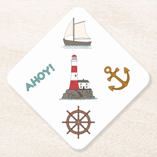 Sailing Design Color Paper Coaster