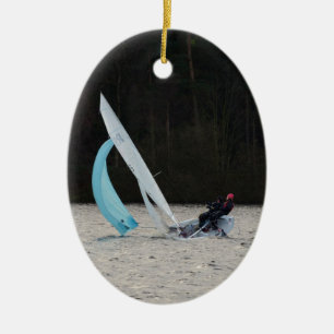 Sailing Dinghy At Speed Ceramic Ornament