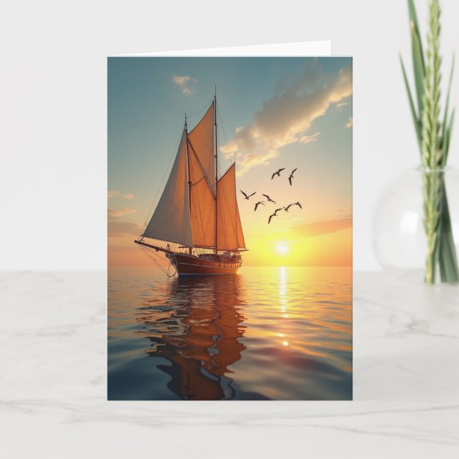 Sailing Fathers Day Sunset Card (Front)