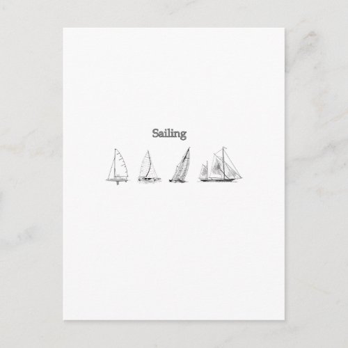 Sailing _ Four Sailboats Logo Postcard