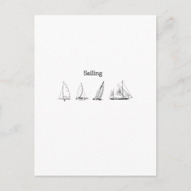 Sailing - Four Sailboats Logo Postcard (Front)