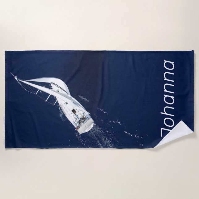 Sailing Freedom Bird's Eye View Beach Towel (Front)
