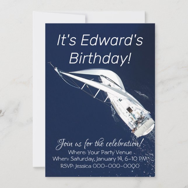 Sailing Freedom Bird's Eye View Birthday Invitation (Front)