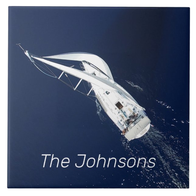 Sailing Freedom Bird's Eye View Ceramic Tile (Front)