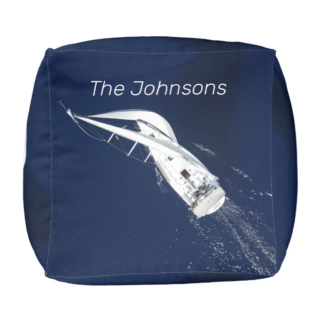 Sailing Freedom Bird's Eye View Cube Pouf (Top)